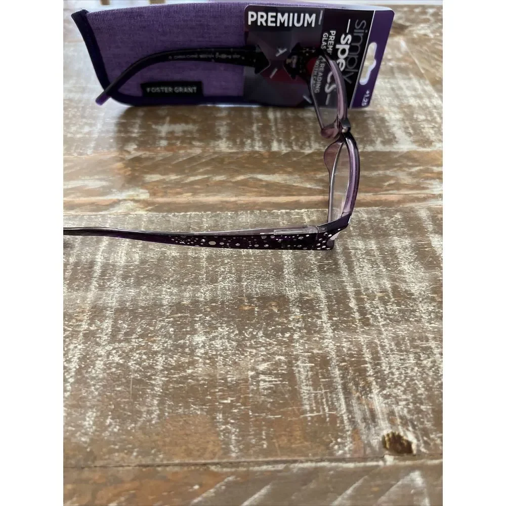 Foster Grant Simply Specs Premium Reading Glasses With Case Dazzling Purple 1.25